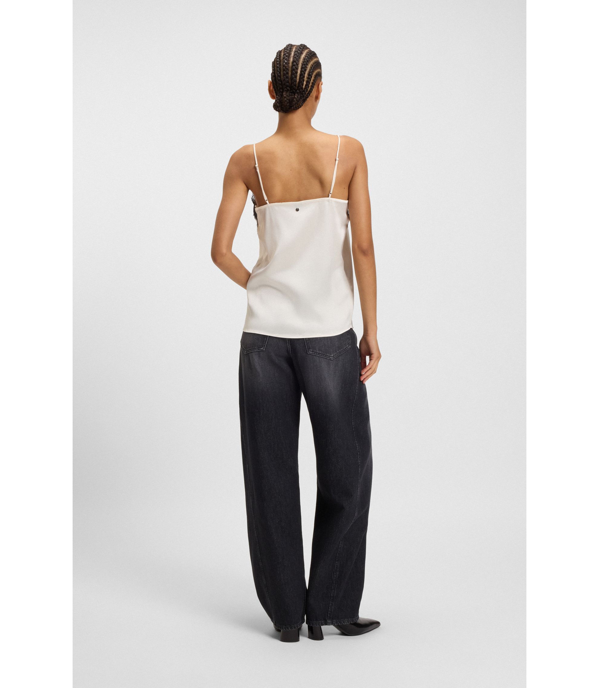 BOSS - Lace-detail camisole in satin - White