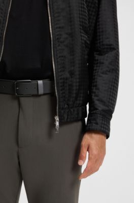 Cintur&oacute;n de piel italiana Porsche x BOSS con trabilla estampada, Negro