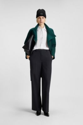 Regular-fit blouse with stacked-logo button, White