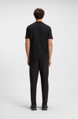 Camiseta de punto de algod&oacute;n con logo en 3D, Negro