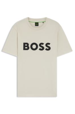 Camiseta de punto de algod&oacute;n con logo en 3D, Blanco