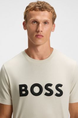 Camiseta de punto de algod&oacute;n con logo en 3D, Blanco
