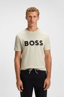 Camiseta de punto de algod&oacute;n con logo en 3D, Blanco
