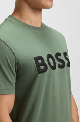 3D-logo T-shirt in cotton jersey, Light Green