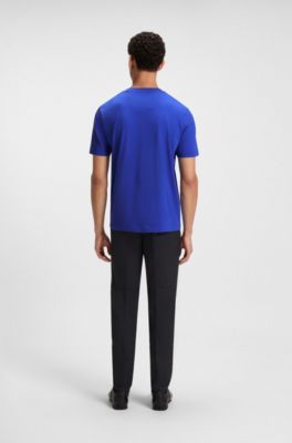 Camiseta de punto de algod&oacute;n con logo en 3D, Azul