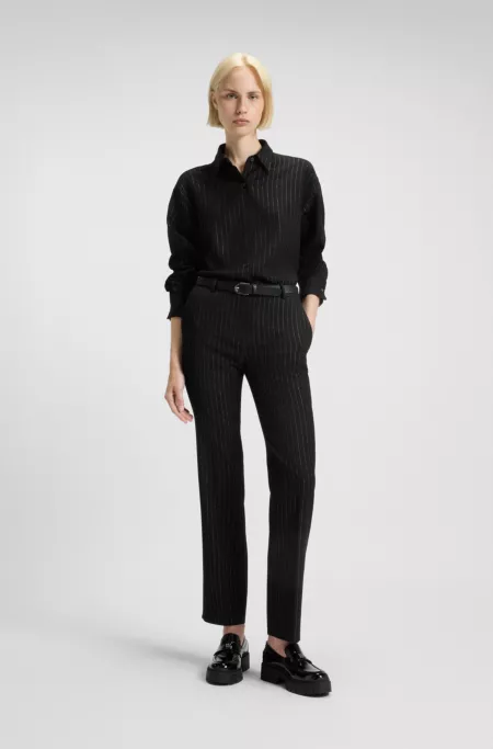 Oversized-fit blouse with pinstripe