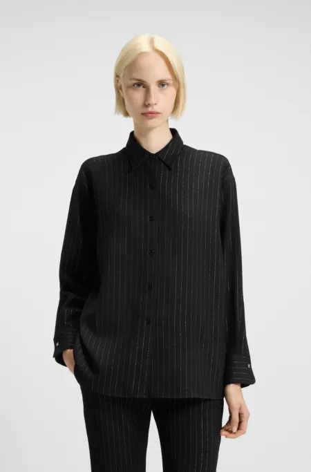 Oversized-fit blouse with pinstripe