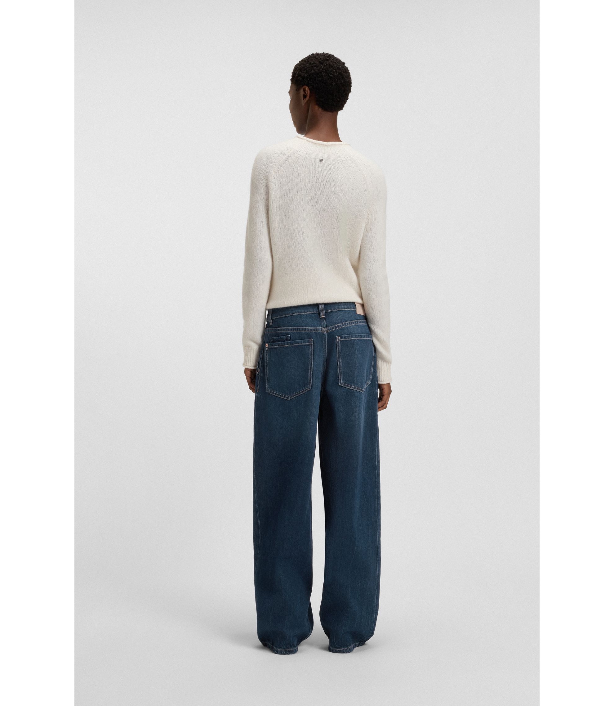 BOSS - Wide-leg jeans with front pleats - Dark Blue