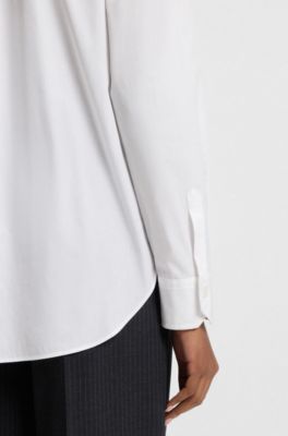 Oversized-fit blouse with logo embroidery, White