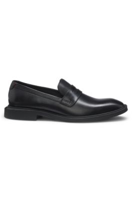Penny-trim loafers in leather, Black