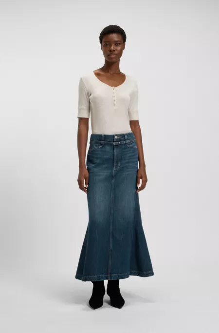 Blue-denim skirt with flared shape