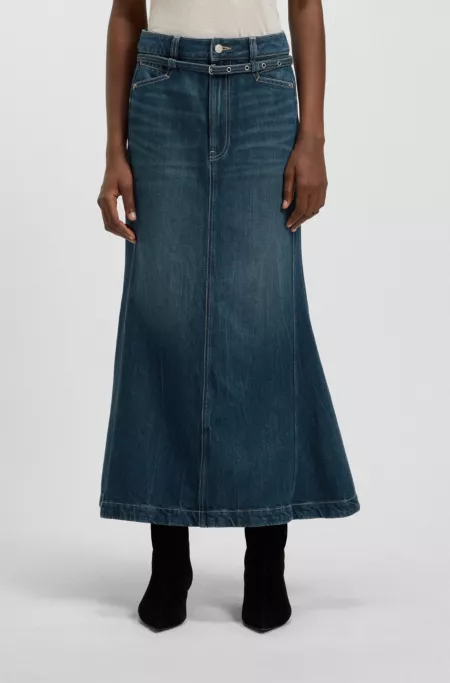 Blue-denim skirt with flared shape
