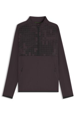 Sudadera deportiva con media cremallera en tejido estampado de secado r&aacute;pido, Lila