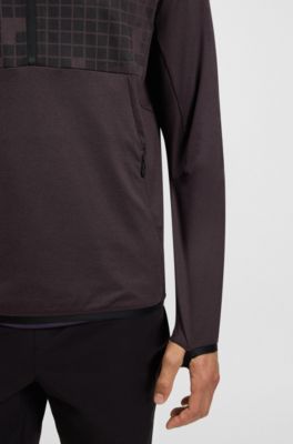 Sudadera deportiva con media cremallera en tejido estampado de secado r&aacute;pido, Lila