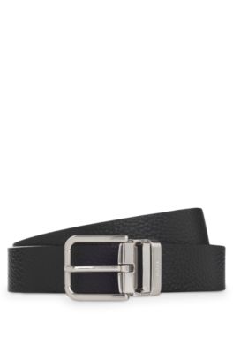 Reversible Italian-leather business belt, Black