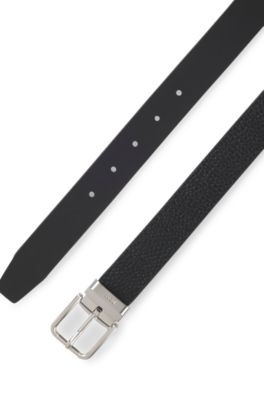 Ceinture Business r&eacute;versible en cuir italien, Noir