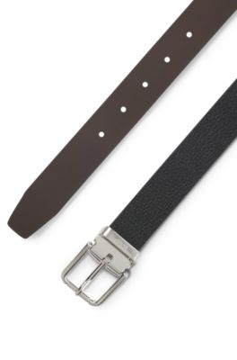 Cintur&oacute;n business reversible en piel italiana, Negro