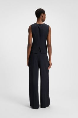 Pantalones extralargos con raya diplom&aacute;tica y pernera ancha, Azul oscuro