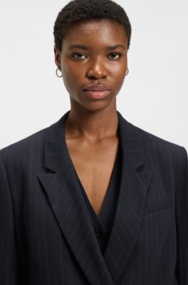 Relaxed-fit blazer with pinstripe, Dark Blue