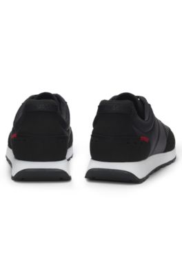 Retro-inspired trainers with faux suede, Black