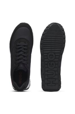 Retro-inspired trainers with faux suede, Black