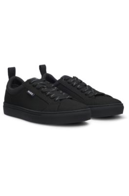 Faux-suede trainers with low profile, Black