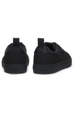 HUGO - Faux-suede trainers with low profile - Black