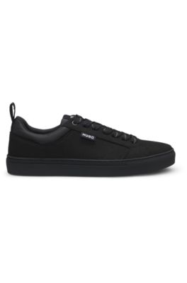 Faux-suede trainers with low profile, Black