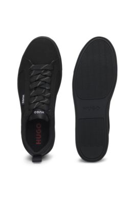 Faux-suede trainers with low profile, Black