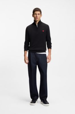 HUGO - Zigzag-stitching trainers in faux leather - Black