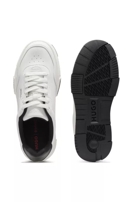 Zigzag-stitching trainers in faux leather