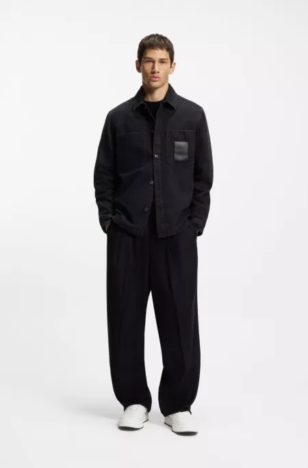 Zigzag-stitching trainers in faux leather