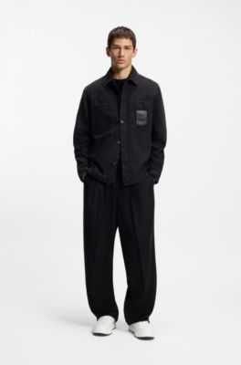 Zigzag-stitching trainers in faux leather, White