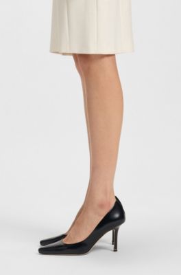 Polished-leather pumps with pointed toe, Black