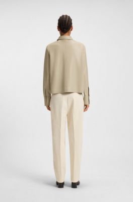 Regular-fit blouse in nappa leather, Light Beige