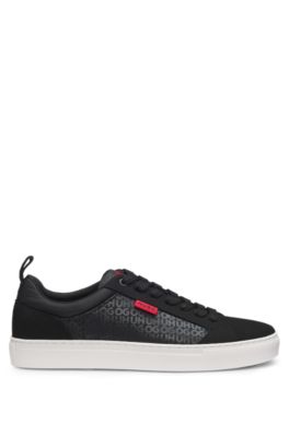 Deportivas de ca&ntilde;a baja con detalles de monograma, Negro