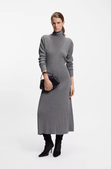 Rollneck sweater dress in virgin wool