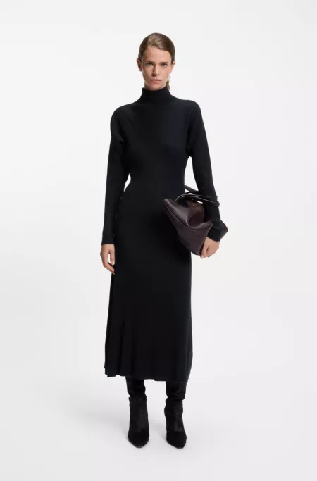 Rollneck sweater dress in virgin wool