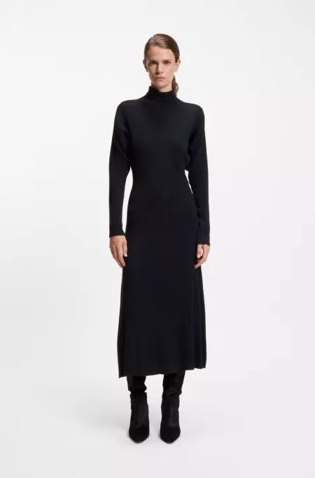 Rollneck sweater dress in virgin wool
