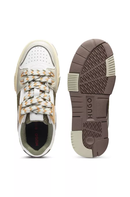 Trainers with mesh and faux leather