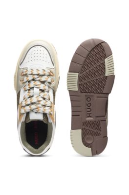 Trainers with mesh and faux leather, White