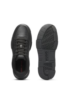 Deportivas de piel sint&eacute;tica con detalles de malla, Negro