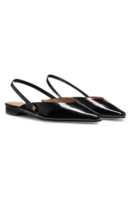 Bailarinas con tal&oacute;n abierto de piel, Negro