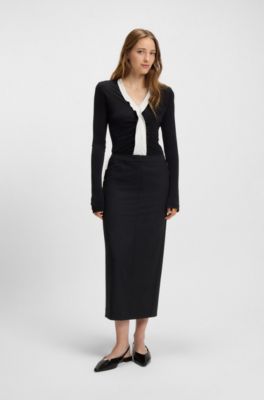 Slingback ballerina pumps in leather, Black