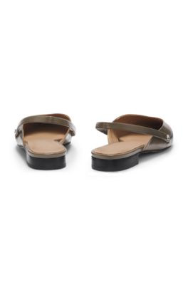 Slingback ballerina pumps in leather, Light Brown