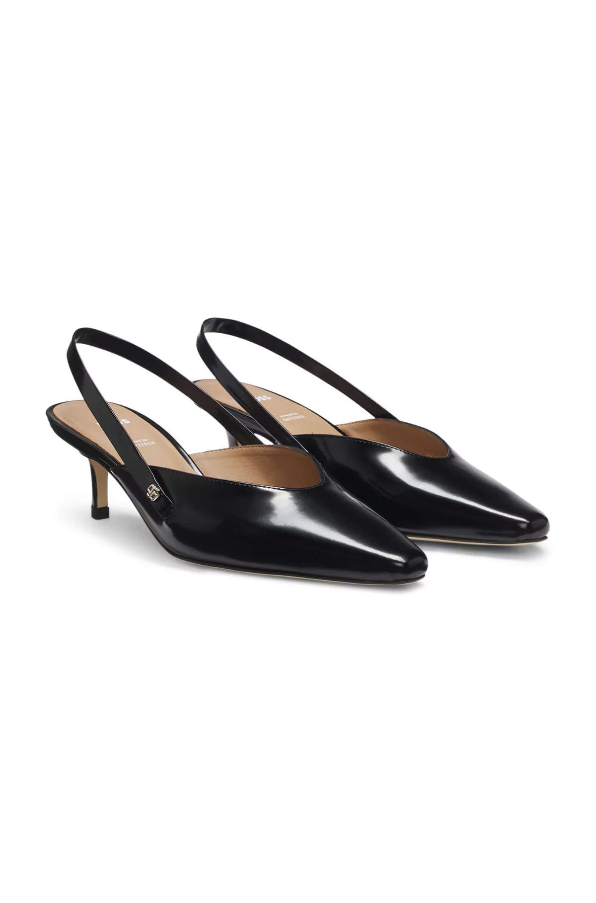 Zapatos de tacón de piel con talón abierto y cómoda plantilla GAIT-TECH®, Negro