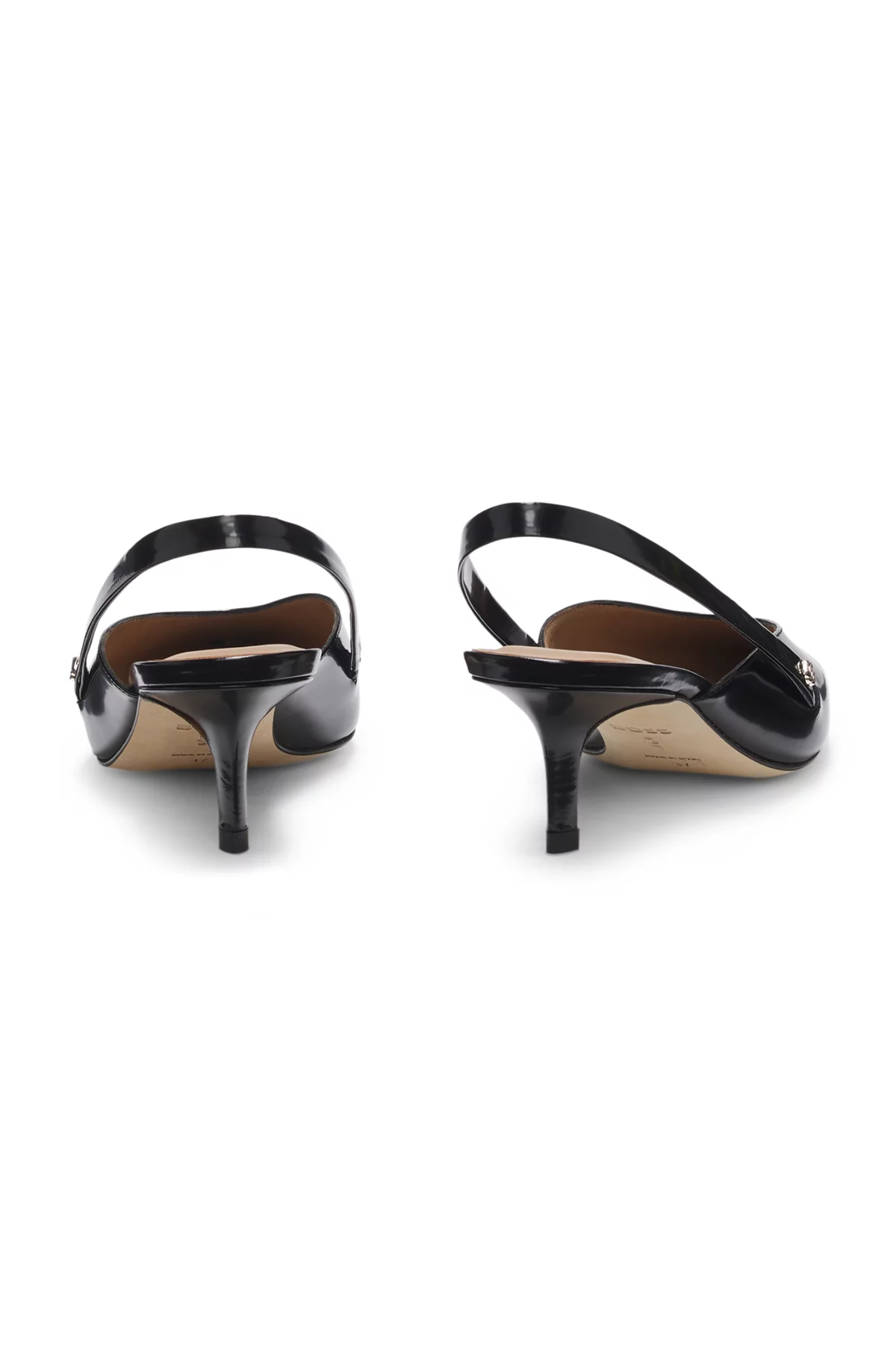 Zapatos de tacón de piel con talón abierto y cómoda plantilla GAIT-TECH®, Negro