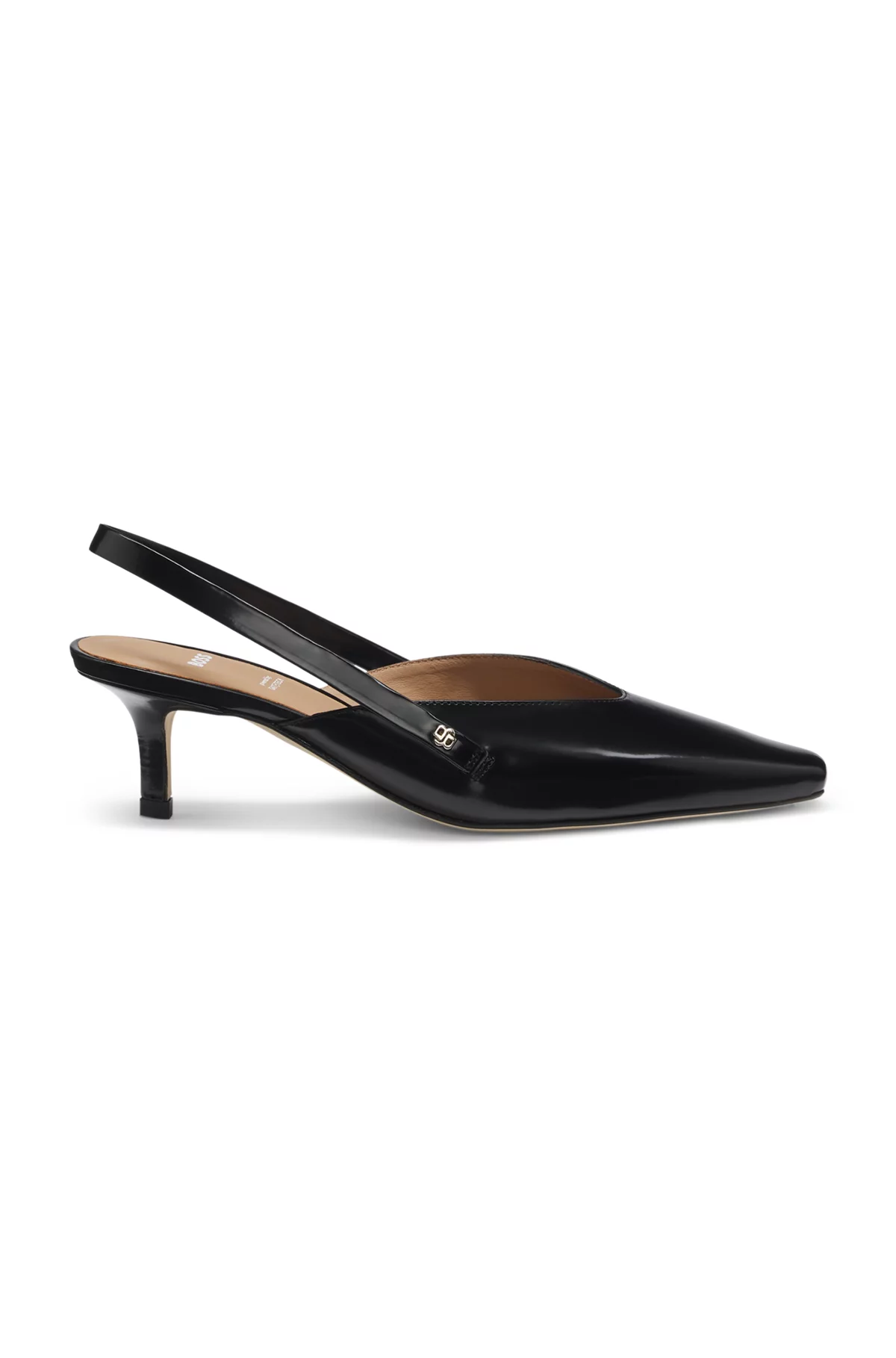 Zapatos de tacón de piel con talón abierto y cómoda plantilla GAIT-TECH®, Negro