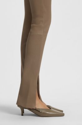 Slingback pumps in polished leather, Light Brown