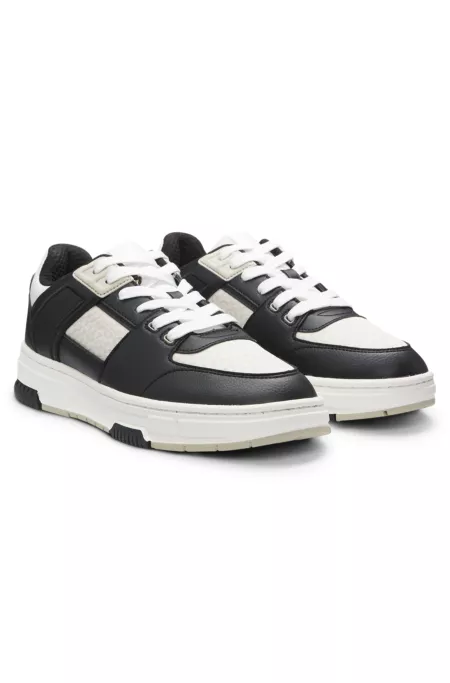 Monogram-detail trainers in faux leather